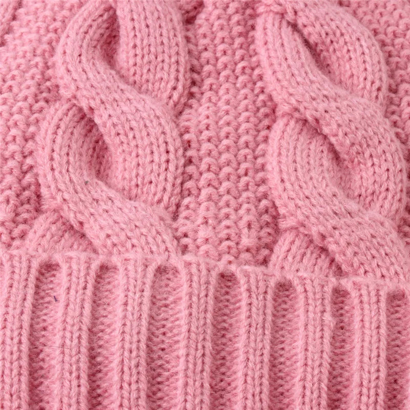 Autumn winter women's hat big hair ball plus velvet beanie caps outdoor warm knit hats solid satin bonnet gorros mujer invierno