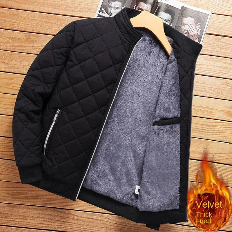 Men s Winter Thickened Trendy Embroidered Dad Jacket with Stand Collar and Lightweight Down Cotton Coat for Fashion and Warmth