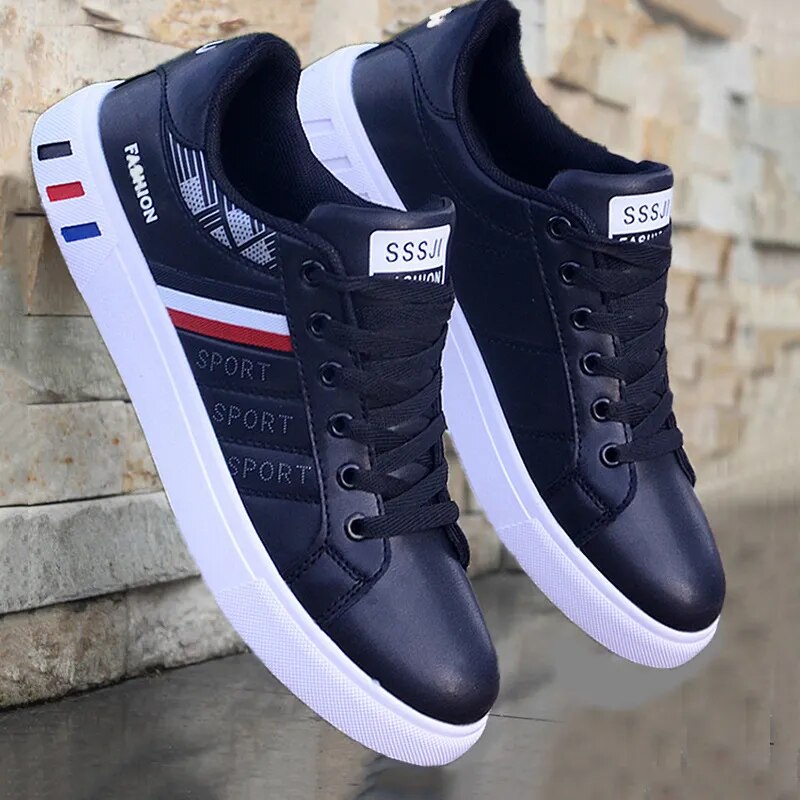 Wnfsy Men's Sneakers Casual Sports Shoes for Men Lightweight PU Leather Breathable Shoe Flat White Tenis Shoes Zapatillas Hombre