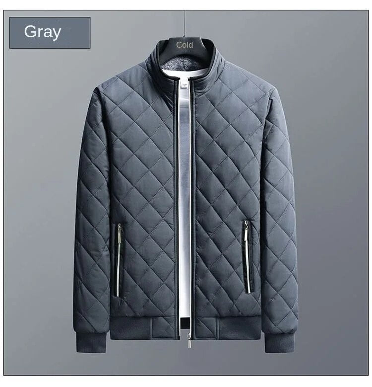 Men s Winter Thickened Trendy Embroidered Dad Jacket with Stand Collar and Lightweight Down Cotton Coat for Fashion and Warmth