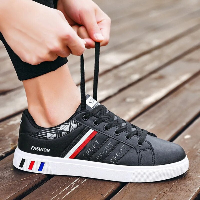 Wnfsy Men's Sneakers Casual Sports Shoes for Men Lightweight PU Leather Breathable Shoe Flat White Tenis Shoes Zapatillas Hombre