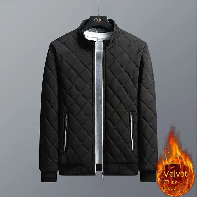Men s Winter Thickened Trendy Embroidered Dad Jacket with Stand Collar and Lightweight Down Cotton Coat for Fashion and Warmth