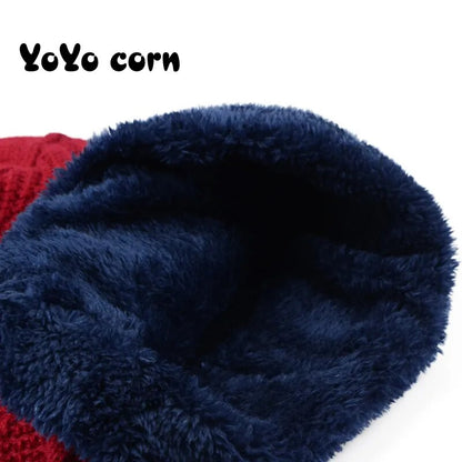 YOYOCORN velvet cap parent child 2pcs super warm Winter balaclava Beanies Knitted Hat and scarf for 3-13 years old girl boy hats