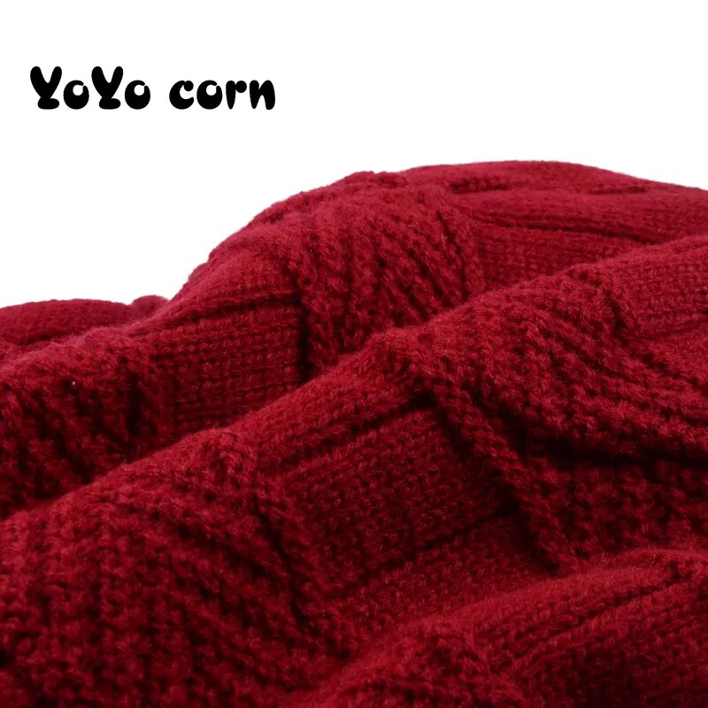 YOYOCORN velvet cap parent child 2pcs super warm Winter balaclava Beanies Knitted Hat and scarf for 3-13 years old girl boy hats