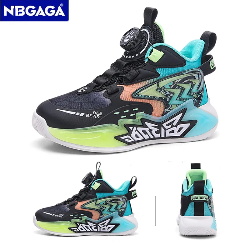 Four Seasons Kids Basketball Shoes Boys Sneakers Non Slip Children's Training Athletic Shoes Outdoor Sport Size 30-40