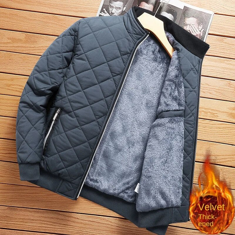 Men s Winter Thickened Trendy Embroidered Dad Jacket with Stand Collar and Lightweight Down Cotton Coat for Fashion and Warmth