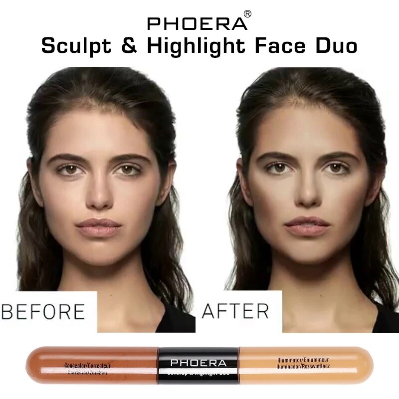 Double Head 2 Colour Concealer Cream Brighten Skin Liquid Foundation Face Contouring Corrector Cover Spot Acne Makeup Cosmetic